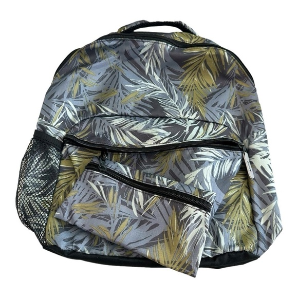 Unisex BACKPACK Tropical Leaves Print Canvas Backpack Computer Laptop Backpack - Picture 4 of 7
